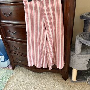 bryn Walker Red and White Striped Capris